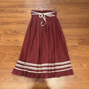 Vintage Gunnie Sax Skirt Maroon White Polka Dot Ribbon Prairie Womens XS